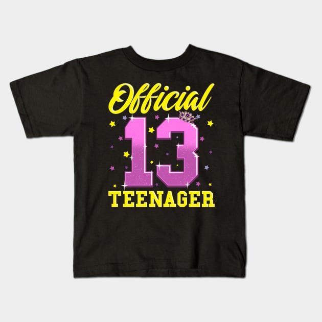 Official Teenager Girl 13th Birthday Gifts For 13 Year Old Kids T-Shirt by Proficient Tees